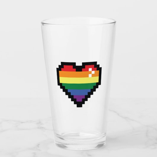 Rainbow Pixel Herz Glas (Vorderseite)