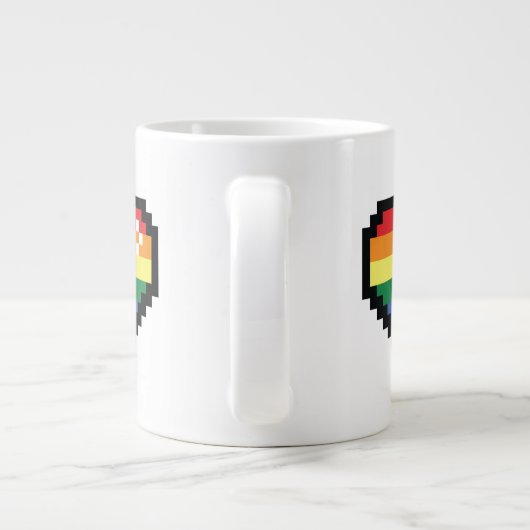 Rainbow Pixel Herz Jumbo-Tasse (Rückseite)