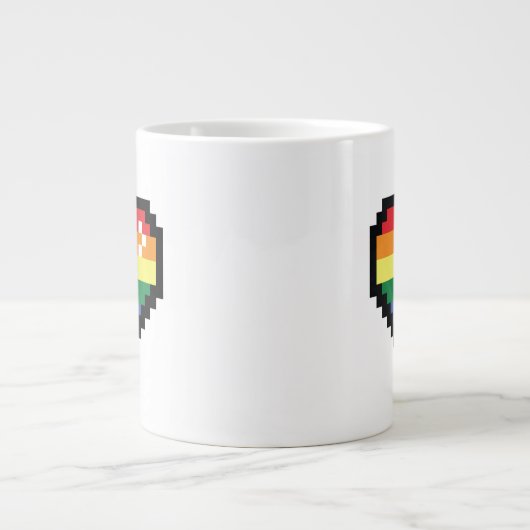 Rainbow Pixel Herz Jumbo-Tasse (Vorderseite)