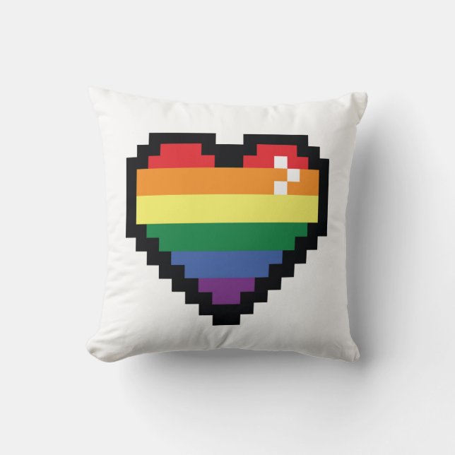 Rainbow Pixel Herz Kissen (Vorderseite)