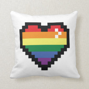 Rainbow Pixel Herz Kissen