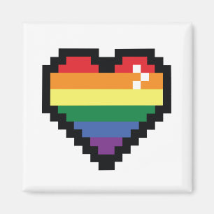 Rainbow Pixel Herz Magnet