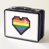 Rainbow Pixel Herz Metall Brotdose (Rückseite)
