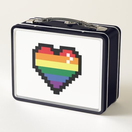 Rainbow Pixel Herz Metall Brotdose (Rückseite)