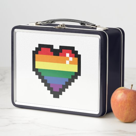 Rainbow Pixel Herz Metall Brotdose (Beispiel)