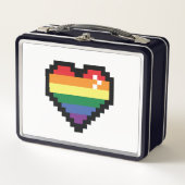 Rainbow Pixel Herz Metall Brotdose (Vorderseite)