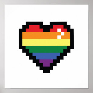 Rainbow Pixel Herz Poster