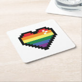 Rainbow Pixel Herz Rechteckiger Pappuntersetzer (angewinkelt)