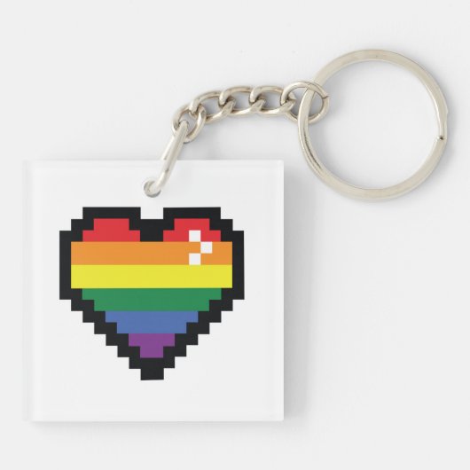 Rainbow Pixel Herz Schlüsselanhänger (Rückseite)