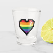 Rainbow Pixel Herz Schnapsglas (Vorderseite)