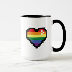 Rainbow Pixel Herz Tasse