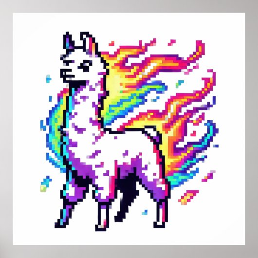 Rainbow Pixel Llama Poster (Vorne)