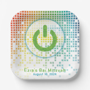 Rainbow Pixel Video Game Gamer Bar Mitzvah Pappteller
