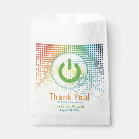 Rainbow Pixels Videospiel Gamer Bar Mitzvah Geschenktütchen (Vorderseite)
