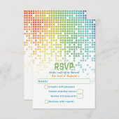 Rainbow Pixels Videospiel Gamer Bar Mitzvah RSVP Karte (Vorne/Hinten)