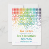 Rainbow Pixels Videospiel Gamer Bar Mitzvah Save The Date (Vorderseite)