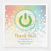 Rainbow Pixels Videospiel Gamer Bar Mitzvah Serviette (Vorderseite)