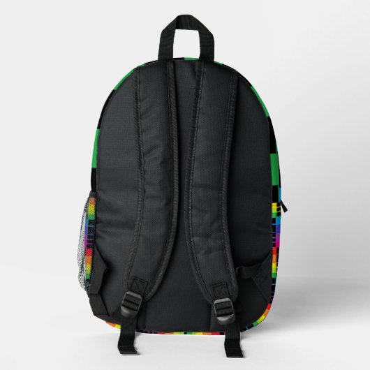 Rainbow Plaid Backpack With Black Detail Bedruckter Rucksack (Rückseite)