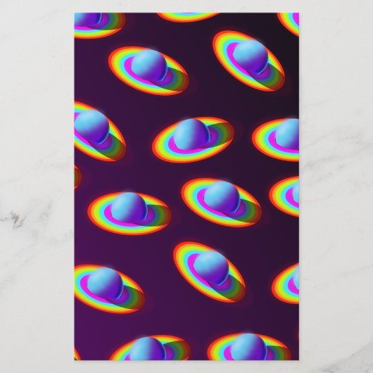 Rainbow Planets Pattern Briefpapier (Vorderseite)
