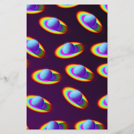 Rainbow Planets Pattern Briefpapier (Rückseite)