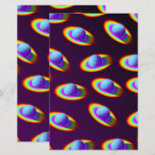 Rainbow Planets Pattern Briefpapier (Vorne/Hinten)