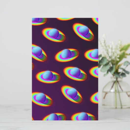 Rainbow Planets Pattern Briefpapier (Stehend Vorderseite)