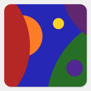 Rainbow Planets Quadratischer Aufkleber