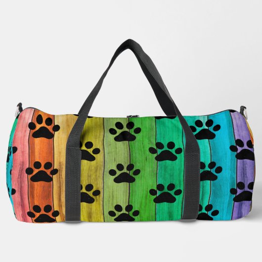 Rainbow Plank Paw Print Pet Weekender Duffle Bag (Vorderseite)