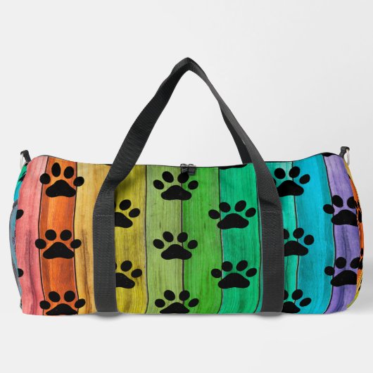 Rainbow Plank Paw Print Pet Weekender Duffle Bag (Rückseite)