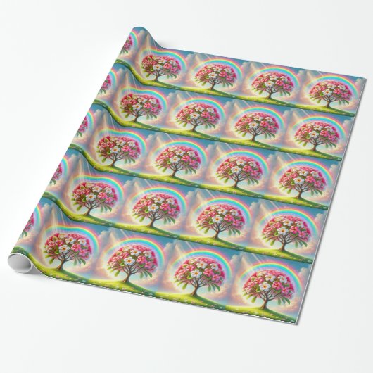Rainbow Plumeria Wrapping Paper Geschenkpapier (Ungerollt)