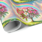 Rainbow Plumeria Wrapping Paper Geschenkpapier (Rolleneckpunkt)