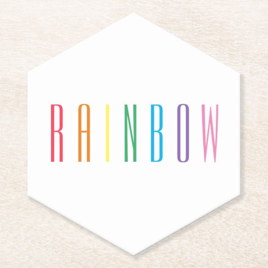 RAINBOW Pointy Hexagon Paper Untersetzer (Vorderseite)