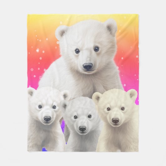 Rainbow Polar Bear Fleecedecke (Vorderseite)