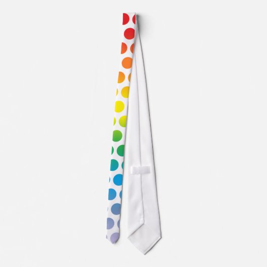 Rainbow Polka Dos White Krawatte (Rückseite)