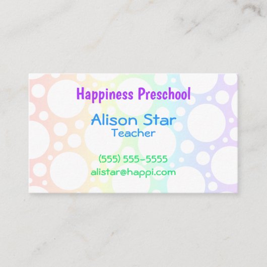 Rainbow Polka Dot Business Cards Visitenkarte (Vorderseite)