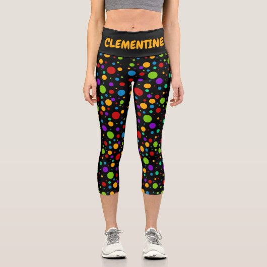 Rainbow Polka Dot Custom Capri Leggings (Vorderseite)