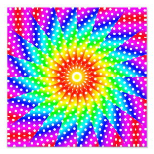 Rainbow Polka Dot Kaleidoscope Mandala Fotodruck