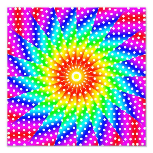 Rainbow Polka Dot Kaleidoscope Mandala Fotodruck (Vorne)