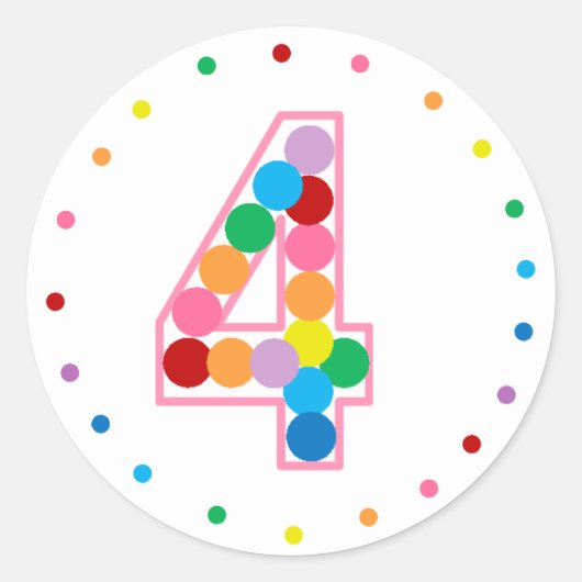 Rainbow Polka Dot Numbers oder Alter Runder Aufkleber (Vorderseite)