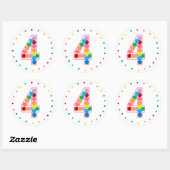 Rainbow Polka Dot Numbers oder Alter Runder Aufkleber (Blatt)