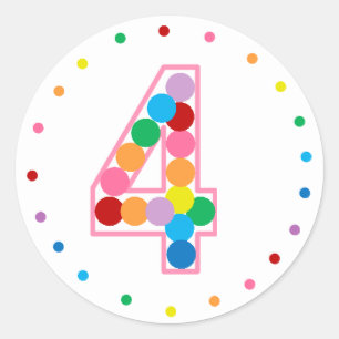 Rainbow Polka Dot Numbers oder Alter Runder Aufkleber