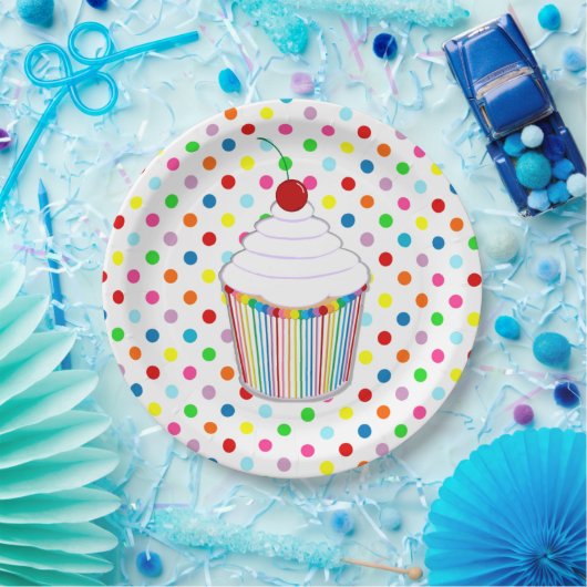 Rainbow Polka Dot Pappteller (Party)