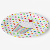 Rainbow Polka Dot Pappteller (Schrägansicht)
