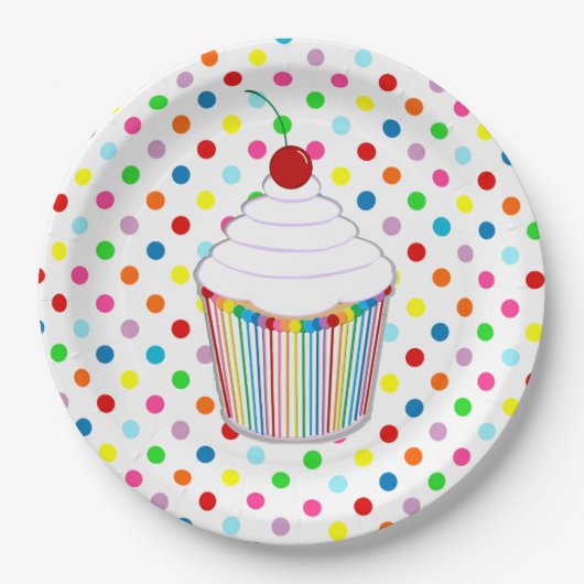 Rainbow Polka Dot Pappteller (Vorderseite)