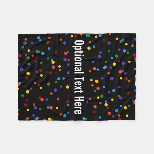 Rainbow Polka Dot Pattern Black Fleecedecke (Vorderseite (Horizontal))