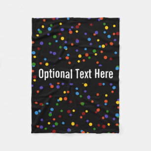 Rainbow Polka Dot Pattern Black Fleecedecke