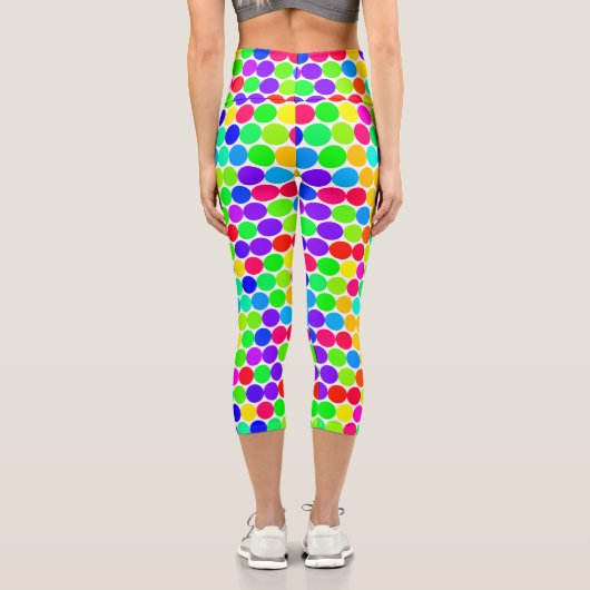 Rainbow Polka Dot Pattern Capri Leggings (Rückseite)