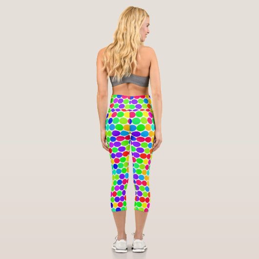 Rainbow Polka Dot Pattern Capri Leggings (Rückseite)