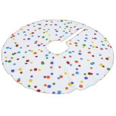 Rainbow Polka Dot Pattern Weiß farbig Leinenimitat Weihnachtsbaumdecke (Schrägansicht)