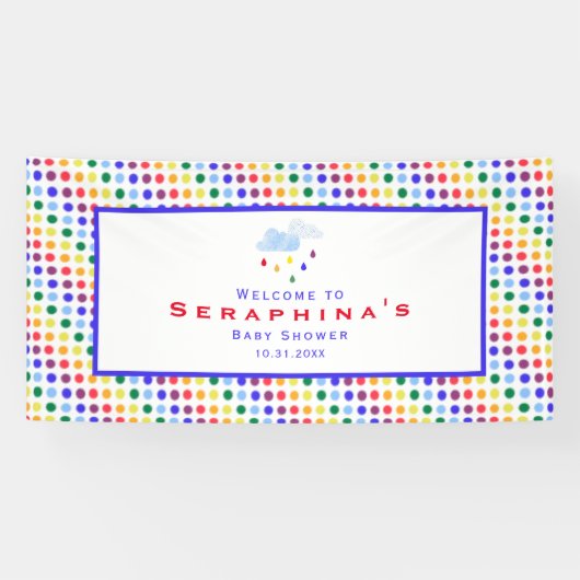 Rainbow Polka Dot Storm Baby Shower Banner (Horizontal)